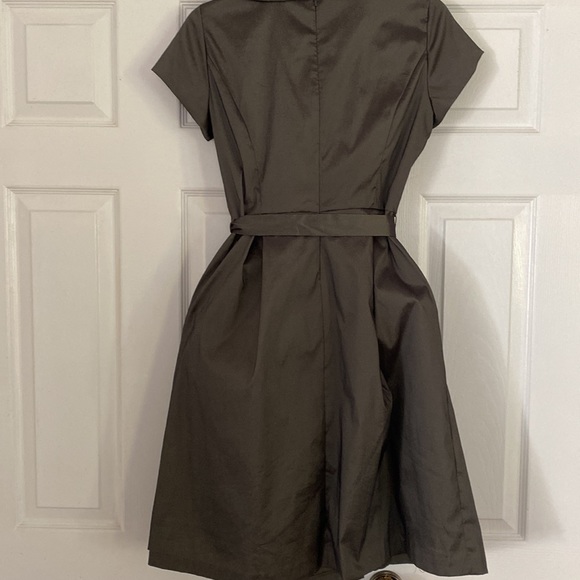 Olive Green Vintage-style Holiday Christmas Party Dress Rhinestone Buttons - Picture 6 of 8